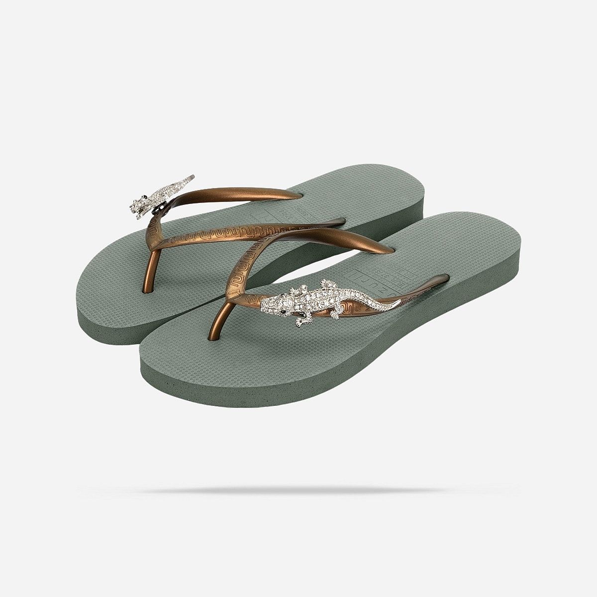 AN325569 Silver Crocodile Switch Slippers Dames