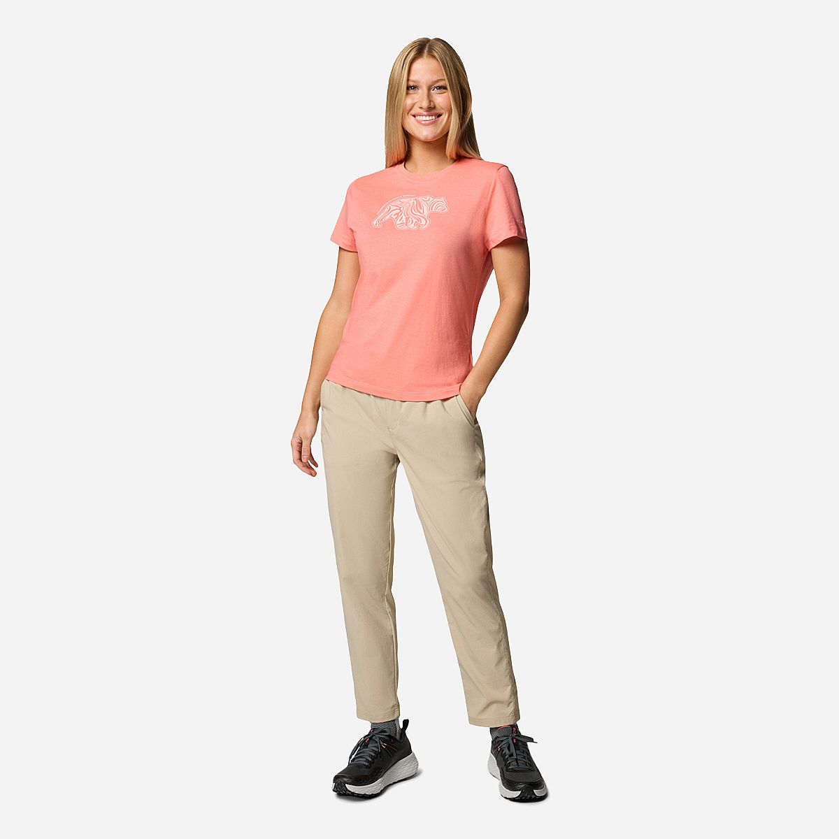 AN321418 Ruby Springs Graphic Fitted Short Sleeve Dames