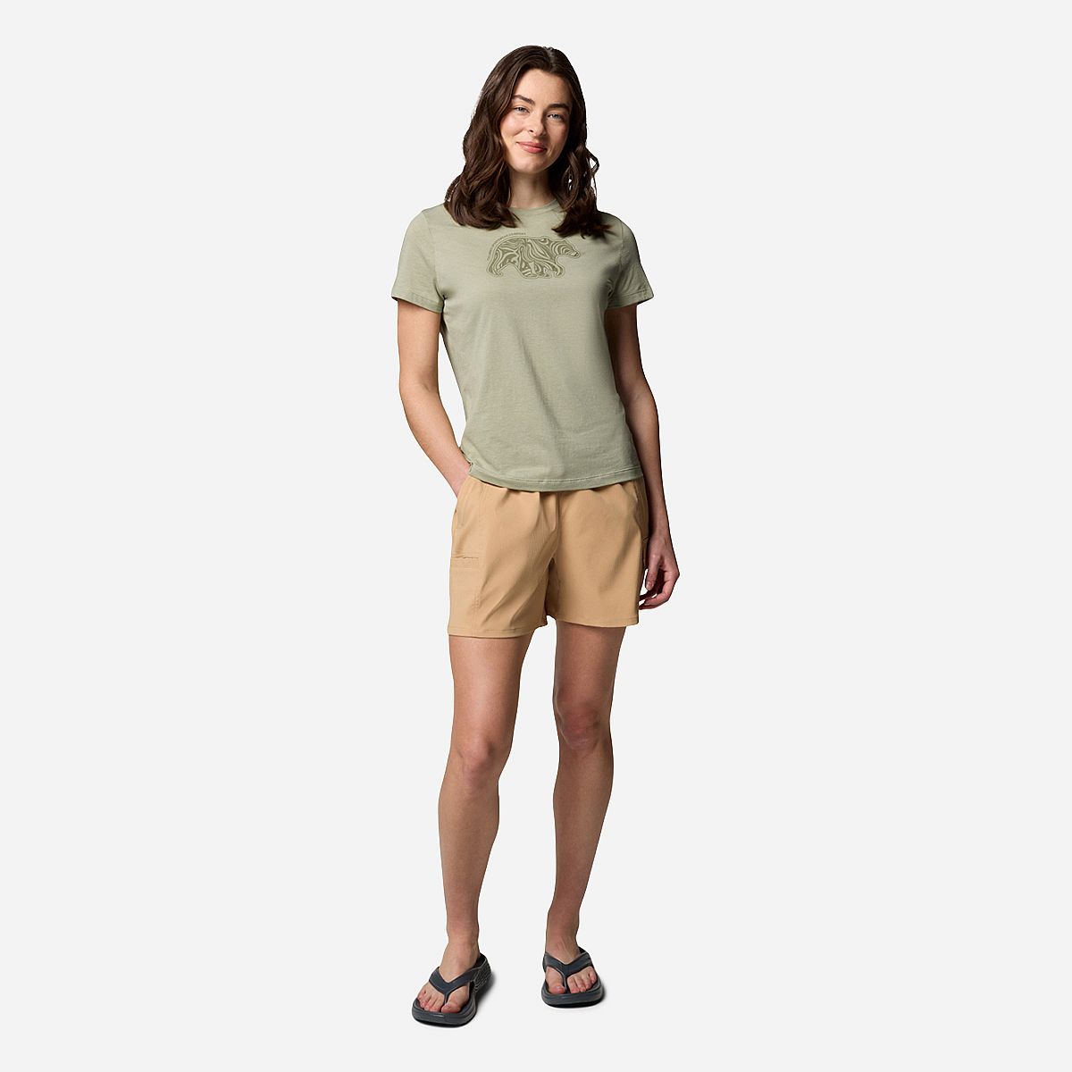 AN321416 Ruby Springs Graphic Fitted Short Sleeve Dames