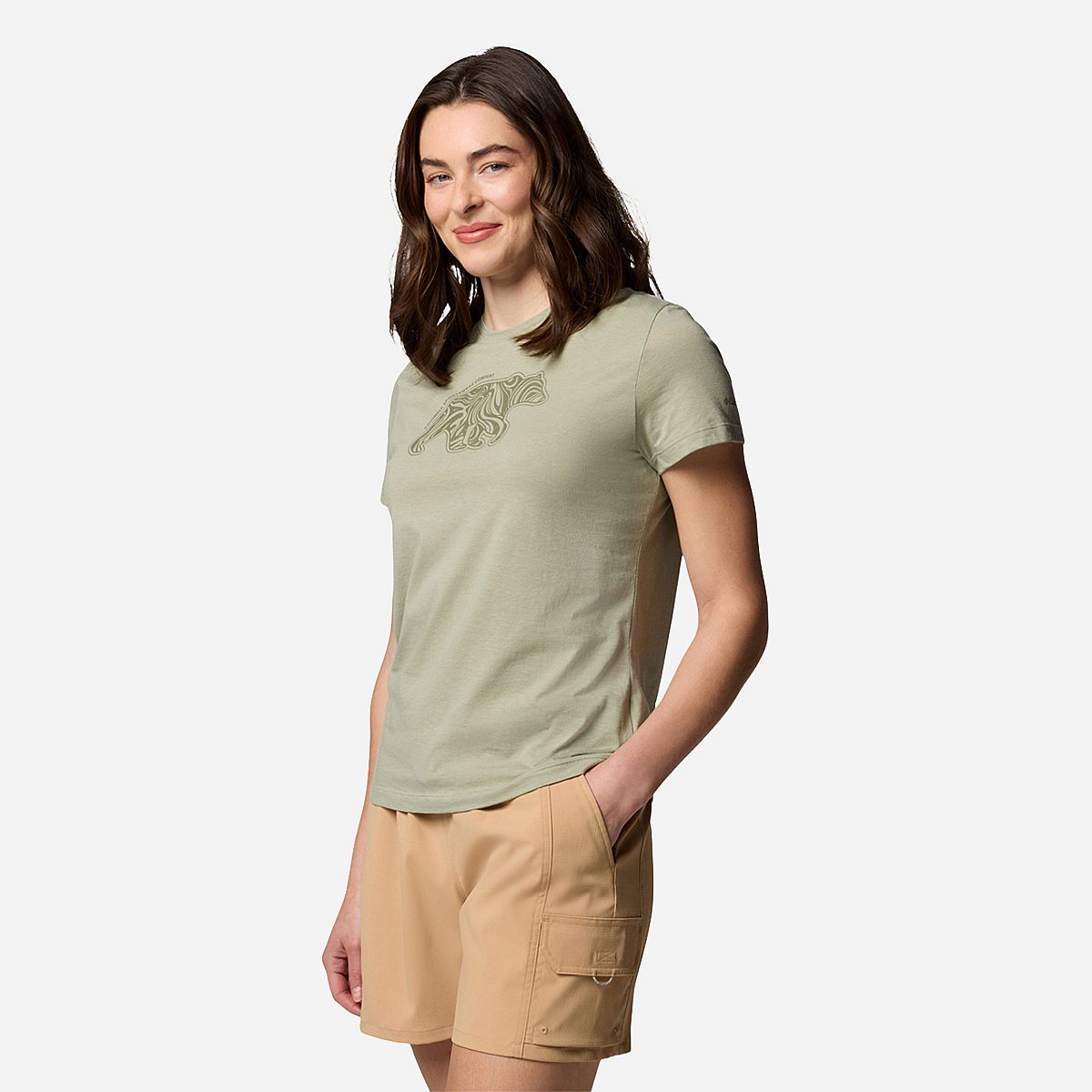 AN321416 Ruby Springs Graphic Fitted Short Sleeve Dames