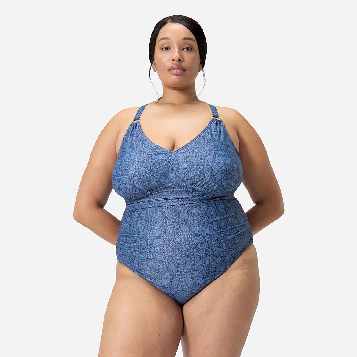 Speedo Eco Print V-Hals Plussize Badpak Dames Speedo Eco Print V-Hals Plussize Badpak Dames